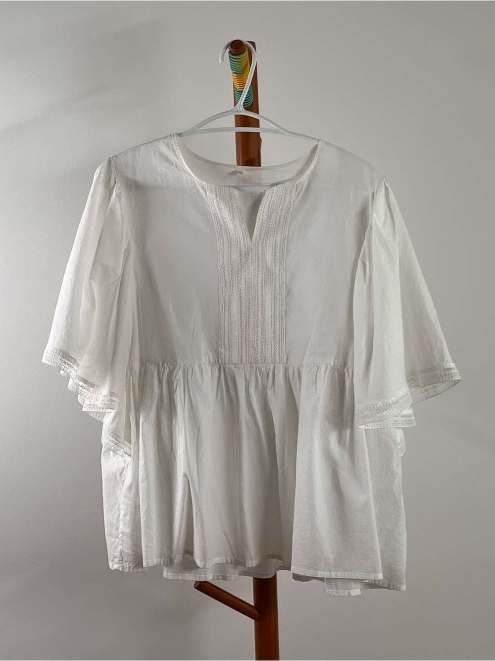 Women's White Lace-Trim Peplum Blouse